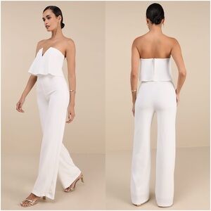 LULU’S Power Of Love White Strapless Jumpsuit